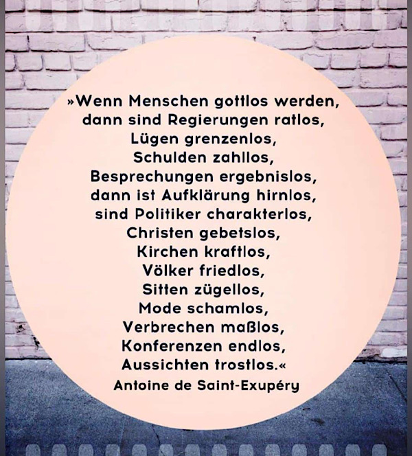 Text vor einer Wand: "Wenn Menschen gottlos werden..."